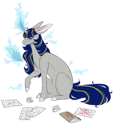 Size: 2060x2272 | Tagged: safe, artist:sleepy-nova, imported from derpibooru, oc, oc only, oc:grey area, pony, unicorn, female, magic, mare, paper, simple background, solo, transparent background