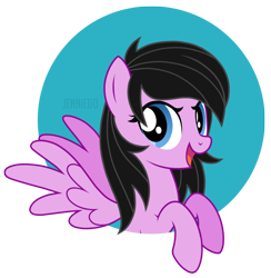 Size: 800x818 | Tagged: safe, artist:jennieoo, imported from derpibooru, oc, oc only, oc:ink bolt, pegasus, pony, bust, happy, portrait, show accurate, simple background, smiling, solo, spread wings, vector, wings