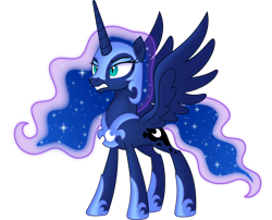 Size: 6050x4877 | Tagged: safe, artist:negatif22, imported from derpibooru, princess luna, alicorn, pony, absurd resolution, angry, ethereal mane, female, frown, helmet, jewelry, mare, nightmare luna, regalia, simple background, solo, starry mane, teeth, transparent background