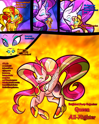 Size: 2400x3000 | Tagged: safe, artist:keytee-chan, imported from derpibooru, applejack, fluttershy, pinkie pie, rainbow dash, rarity, starlight glimmer, sunset shimmer, twilight sparkle, oc, oc:princess glimmering ball, oc:queen all-nighter, alicorn, unicorn, comic:the great big fusion 1 remake, comic, fusion, fusion:princess glimmering ball, fusion:queen all nighter, hair bun, lipstick