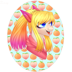 Size: 1500x1500 | Tagged: safe, artist:citrus-flamingo, imported from derpibooru, oc, oc only, oc:exotic pop, pony, bust, clothes, female, fruit, open mouth, portrait, solo