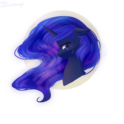 Size: 1500x1500 | Tagged: safe, artist:citrus-flamingo, imported from derpibooru, princess luna, alicorn, pony, bust, crying, female, mare in the moon, moon, portrait, profile, simple background, solo, transparent background