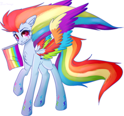 Size: 1079x1015 | Tagged: safe, artist:citrus-flamingo, imported from derpibooru, rainbow dash, pegasus, pony, chest fluff, colored wings, female, gay pride, gradient wings, multicolored wings, pride, pride flag, pride month, rainbow power, rainbow wings, simple background, solo, white background, wings