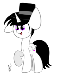 Size: 745x981 | Tagged: safe, artist:sugarcloud12, imported from derpibooru, oc, oc only, alicorn, pony, hat, male, raised hoof, simple background, solo, stallion, top hat, transparent background