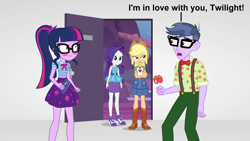 Size: 1920x1080 | Tagged: safe, edit, edited screencap, imported from derpibooru, screencap, applejack, microchips, rarity, sci-twi, twilight sparkle, equestria girls, equestria girls series, rollercoaster of friendship, confession of love, female, male, microlight, shipping, straight