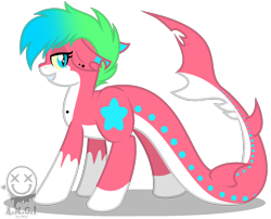 Size: 1486x1200 | Tagged: safe, artist:amgiwolf, imported from derpibooru, oc, oc only, original species, pony, shark, shark pony, coat markings, cute, ear piercing, eyelashes, grin, piercing, simple background, smiling, socks (coat marking), socks (coat markings), solo, transparent background