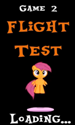 Size: 189x314 | Tagged: safe, artist:[j.b.m], artist:pagiepoppie12345, imported from derpibooru, scootaloo, pegasus, pony, .exe, creepypasta, female, filly, foal, game, jumping, mare, rainbow.exe, screenshots, smiling, title card, wings, youtube link