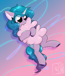 Size: 2500x2900 | Tagged: safe, artist:jubyskylines, imported from derpibooru, izzy moonbow, pony, unicorn, cloud, cute, female, g5, hug, izzybetes, solo