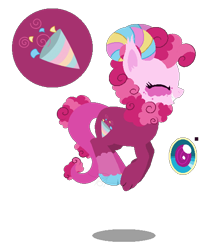 Size: 478x581 | Tagged: safe, artist:pegasister64, artist:selenaede, imported from derpibooru, oc, oc only, oc:raspberry streudel, base used, female, interspecies offspring, offspring, parent:discord, parent:pinkie pie, parents:discopie, pronking, simple background, solo, transparent background