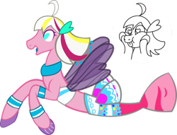 Size: 1280x976 | Tagged: safe, artist:mr100dragon100, imported from derpibooru, mermaid, merpony, seapony (g4), arm band, bra, bracelet, clothes, heart, jewelry, necklace, no straight roads, sayu, underwear, wingding eyes
