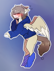 Size: 1500x2000 | Tagged: safe, artist:oddends, imported from derpibooru, oc, oc only, oc:otto, pegasus, pony, clothes, hoodie, male, socks, solo, stallion