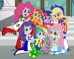 Size: 720x576 | Tagged: safe, edit, edited screencap, imported from derpibooru, screencap, applejack, fluttershy, pinkie pie, rainbow dash, rarity, sci-twi, spike, spike the regular dog, sunset shimmer, twilight sparkle, dog, human, equestria girls, friendship games, 1000 hours in ms paint, brazil, canada, china, female, france, glasses, humane five, humane seven, humane six, israel, looking at you, male, mexico, open mouth, united states