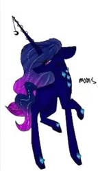 Size: 219x383 | Tagged: safe, artist:yoonah, imported from derpibooru, oc, oc only, pony, unicorn, horn, horn jewelry, jewelry, looking back, raised hoof, simple background, solo, unicorn oc, white background