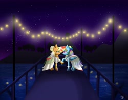 Size: 4096x3203 | Tagged: safe, artist:galaxy swirl, imported from derpibooru, applejack, rainbow dash, earth pony, pegasus, pony, appledash, clothes, dress, female, lesbian, shipping, wedding dress