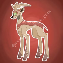 Size: 1080x1087 | Tagged: dead source, safe, artist:princess_skyresh_glow, imported from derpibooru, deer, deer pony, original species, pony, antlers, glowing eyes, gradient background, ponified, scp, scp-173, solo