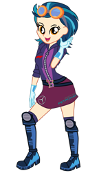 Size: 1190x2062 | Tagged: safe, artist:gmaplay, imported from derpibooru, indigo zap, equestria girls, boots, clothes, gloves, motorcross, racing, racing suit, shoes, simple background, solo, transparent background
