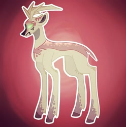 Size: 1080x1088 | Tagged: dead source, safe, alternate version, artist:princess_skyresh_glow, imported from derpibooru, deer, deer pony, original species, pony, antlers, glowing eyes, gradient background, ponified, scp, scp-173, solo