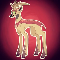 Size: 1080x1088 | Tagged: dead source, safe, alternate version, artist:princess_skyresh_glow, imported from derpibooru, deer, deer pony, original species, pony, antlers, glowing eyes, gradient background, ponified, scp, scp-173, solo