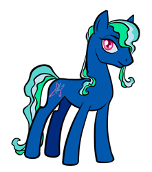 Size: 961x1086 | Tagged: safe, artist:saby, imported from derpibooru, oc, oc only, oc:eos van hayloft, oc:skyfire shred, earth pony, pony, /mlp/ weekly pony collab, 4chan, androgynous, blue coat, blue mane, colored, colored pupils, female, flat colors, green mane, horse heresy, long mane, mare, multicolored mane, ponified, red eyes, simple background, solo, standing, transparent background
