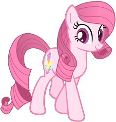 Size: 1204x1265 | Tagged: safe, artist:muhammad yunus, artist:tanahgrogot, imported from derpibooru, oc, oc only, oc:annisa trihapsari, earth pony, pony, earth pony oc, female, looking at you, mare, not rarity, pink body, pink hair, simple background, smiling, solo, transparent background, vector