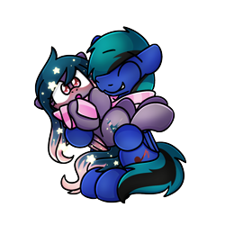 Size: 1240x1240 | Tagged: safe, artist:sugar morning, imported from derpibooru, oc, oc only, oc:ender, oc:star universe, pegasus, pony, derpibooru community collaboration, blushing, carrying, clothes, couple, ender's herd, female, flustered, male, mare, romantic, scarf, simple background, smiling, socks, stallion, striped socks, surprised, transparent background