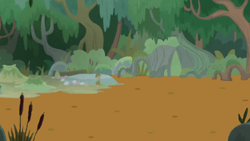 Size: 2264x1274 | Tagged: safe, anonymous artist, edit, edited screencap, imported from derpibooru, screencap, growing up is hard to do, bog, forest, mud, mud edit, no pony, quicksand, scenery