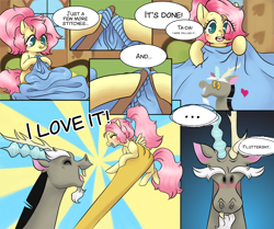 Size: 2000x1670 | Tagged: safe, artist:fluffleart, imported from derpibooru, discord, fluttershy, pegasus, pony, comic, cute, discoshy, female, male, shipping, smut, smut comic, straight