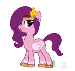 Size: 978x936 | Tagged: safe, artist:olquifo, imported from derpibooru, pipp petals, pegasus, pony, female, g4, g5, g5 to g4, mare, pipp, simple background, smiling, solo, unshorn fetlocks, white background