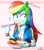 Size: 2408x2720 | Tagged: safe, artist:the-butch-x, imported from derpibooru, imported from ponybooru, rainbow dash, equestria girls, equestria girls series, bowl, chopsticks, clothes, cute, cutie mark, cutie mark on clothes, dashabetes, eating, egg, egg (food), female, food, jacket, japanese food, meat, noodle bowl, noodles, question mark, ramen, ramen face, shirt, slurp, solo, sweatband, t-shirt