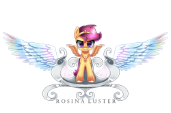 Size: 1920x1274 | Tagged: safe, artist:melanyoprisdraws, artist:opal_radiance, imported from derpibooru, scootaloo, pegasus, pony, crown, cute, cutealoo, female, filly, hoof boots, jewelry, looking at you, necklace, regalia, smiling, smirk, solo, throne, tiara, unshorn fetlocks