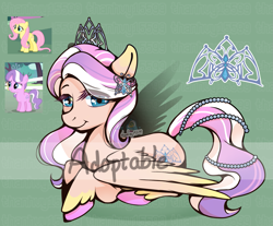 Size: 1597x1324 | Tagged: safe, artist:helithusvy, artist:thanhvy15599, imported from derpibooru, diamond tiara, fluttershy, oc, pegasus, pony, adoptable, female, fusion, jewelry, tiara