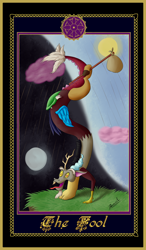 Size: 2480x4236 | Tagged: safe, artist:reminic, imported from derpibooru, discord, draconequus, friendship is magic, card, male, solo, tarot, tarot card, tongue out, villains of equestria