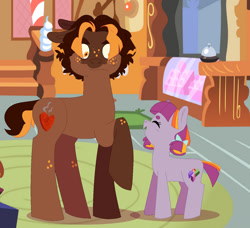 Size: 1280x1165 | Tagged: safe, artist:teafrown, imported from derpibooru, oc, oc only, oc:berry twist, oc:burned pumpkin, earth pony, pony, brother and sister, colt, duo, female, filly, freckles, male, offspring, parent:cheese sandwich, parent:maud pie, parents:maudwich, siblings