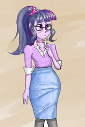 Size: 1200x1800 | Tagged: safe, artist:zachc, imported from derpibooru, sci-twi, twilight sparkle, human, equestria girls, clothes, female, glasses, long skirt, skirt, solo