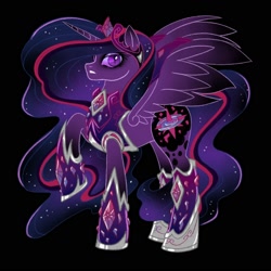 Size: 2000x2000 | Tagged: safe, artist:mediocremare, imported from derpibooru, twilight sparkle, alicorn, pony, black background, corrupted, evil, evil twilight, female, nightmarified, simple background, solo, twilight sparkle (alicorn)