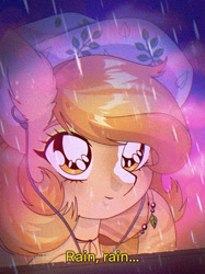 Size: 1280x1708 | Tagged: safe, artist:deathpatty, artist:pierogarts, imported from derpibooru, oc, oc only, earth pony, pony, 90s anime, bust, portrait, rain, solo