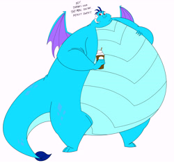 Size: 11193x10528 | Tagged: safe, artist:princebluemoon3, imported from derpibooru, princess ember, dragon, absurd resolution, dragoness, dragonlard ember, fat, female, milkshake, morbidly obese, obese, simple background, small head, solo, solo female, white background