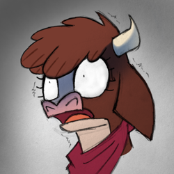 Size: 1096x1096 | Tagged: safe, artist:redahfuhrerking, imported from derpibooru, arizona cow, cow, them's fightin' herds, arizona (tfh), bust, community related, fear, portrait, solo