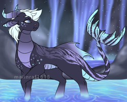 Size: 1124x900 | Tagged: safe, artist:malinraf1615, imported from derpibooru, oc, oc only, dracony, dragon, hybrid, pony, male, solo, waterfall