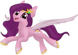 Size: 2052x1457 | Tagged: safe, artist:soctavia, imported from derpibooru, pipp petals, pegasus, pony, adorapipp, chest fluff, cute, female, flying, g5, happy, jewelry, looking at you, mare, open mouth, pipp, simple background, solo, spread wings, tiara, transparent background, unshorn fetlocks, wings