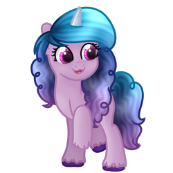 Size: 2000x2000 | Tagged: safe, artist:violight0803, imported from derpibooru, izzy moonbow, pony, unicorn, cute, female, g5, high res, izzybetes, open mouth, raised hoof, simple background, solo, transparent background, unshorn fetlocks