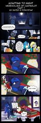 Size: 960x2850 | Tagged: safe, artist:shujiwakahisaa, imported from derpibooru, derpy hooves, dj pon-3, princess luna, vinyl scratch, oc, pegasus, pony, undead, unicorn, vampire, vampony, comic:adapting to night, comic:adapting to night: werewolves of canterlot, coffin, comic, glowing eyes, red eyes