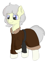 Size: 1136x1504 | Tagged: safe, artist:czaroslaw, imported from derpibooru, oc, oc only, oc:blazing mist, earth pony, pony, clothes, coat, coat markings, commission, male, raised hoof, simple background, socks (coat marking), socks (coat markings), solo, stallion