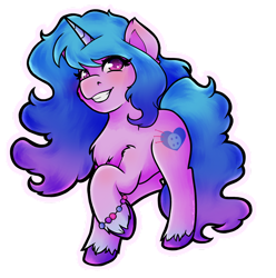 Size: 1024x1033 | Tagged: safe, artist:snowdeer97, imported from derpibooru, izzy moonbow, pony, unicorn, female, g5, grin, looking at you, mare, raised hoof, simple background, smiling, solo, teeth, transparent background
