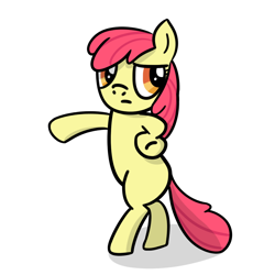 Size: 1000x1000 | Tagged: safe, artist:wren, apple bloom, applejack's "day" off, apathetic, apathy, blank flank, female, filly, pose, simple background, transparent background