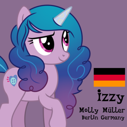 Size: 1100x1100 | Tagged: source needed, safe, artist:edy_january, imported from derpibooru, izzy moonbow, pony, unicorn, spoiler:g5, g5, g5 to g4, germany, solo