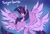 Size: 2048x1406 | Tagged: safe, artist:hydrargyrum, imported from derpibooru, twilight sparkle, alicorn, pony, seraph, seraphicorn, belly, cherub, concave belly, four wings, multiple wings, pale belly, rearing, simple background, slim, smiling, solo, spread wings, thin, twilight sparkle (alicorn), wings