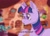 Size: 1373x989 | Tagged: safe, artist:ditzydoggy, imported from derpibooru, twilight sparkle, pony, unicorn, friendship is magic, 90s anime, anime, blurred background, blurry background, cheek fluff, chest fluff, ear fluff, female, golden oaks library, leg fluff, mare, mare in the moon, moon, no pupils, open mouth, solo, starry eyes, subtitles, unicorn twilight, wingding eyes