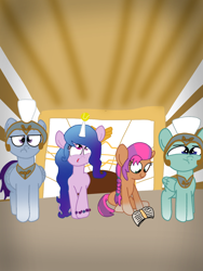 Size: 1080x1440 | Tagged: safe, artist:crossovercartoons, imported from derpibooru, izzy moonbow, sunny starscout, earth pony, pegasus, pony, unicorn, spoiler:g5, spoiler:g5 movie, spoiler:my little pony: a new adventure, spoiler:my little pony: a new generation, ball, book, bracelet, cute, drawing, female, g5, g5 movie, guard, hair gradient, horn, horn guard, horn impalement, hornball, izzy's tennis ball, izzybetes, jewelry, looking down, looking up, mane gradient, mare, my little pony: a new adventure, my little pony: a new generation, regalia, scene interpretation, serious, tennis ball, thunder flap, zoom zephyrwing