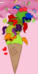 Size: 454x890 | Tagged: safe, artist:lynnthenerdkitty, imported from derpibooru, earth pony, food pony, original species, pegasus, pony, unicorn, cherry, chubbie, donatello, food, ice cream cone, leonardo, michelangelo, ponified, raphael, teenage mutant ninja turtles